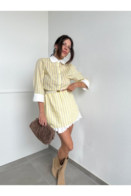 Prúžkovaná dlhá košeľa Butteryellow   4123