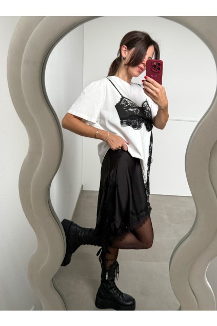 Biele tričko s krajkou 4127