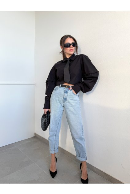 Crop košeľa s kravatou  4136