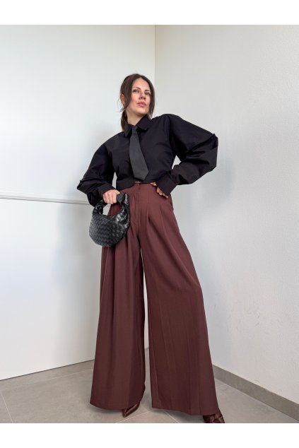 Hnedé široké nohavice  3231