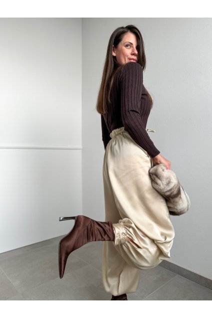 Balónové saténové nohavice Cream  3239