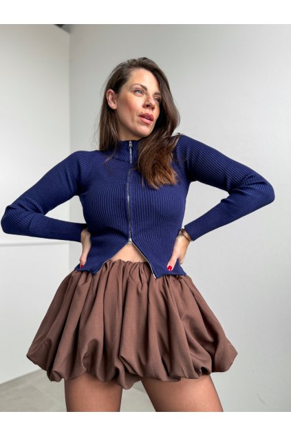 Navy svetrík so zipsom  6241