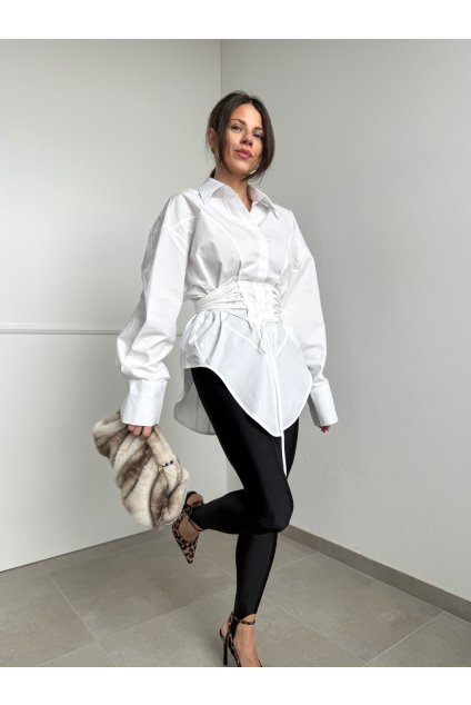 Biela košeľa so sťahovaním 4141
