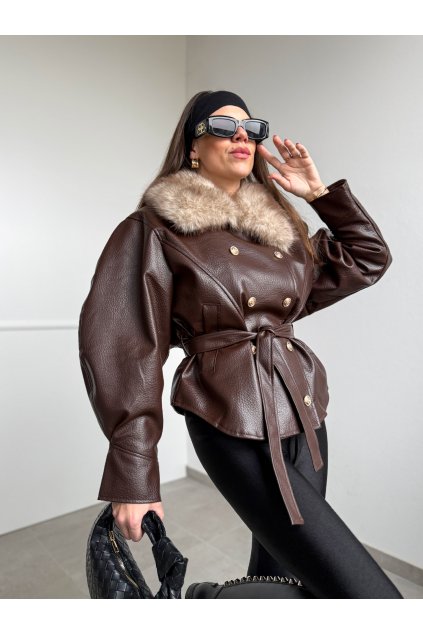 Koženková bunda s kožušinou 4662