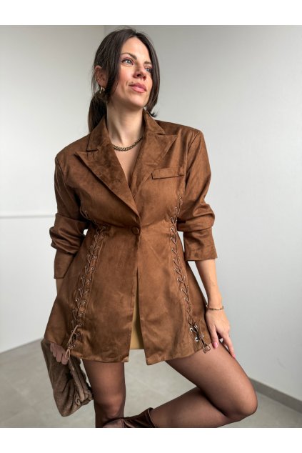 Suede Sako Camel & Braid  4663