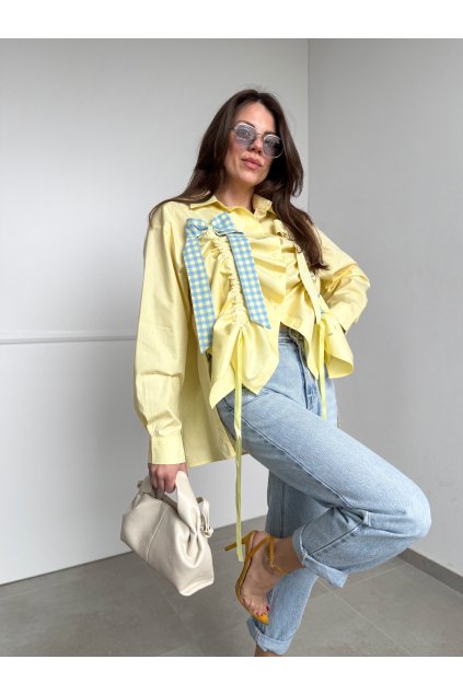 Žltá košeľa so sťahovaním Mila 4119