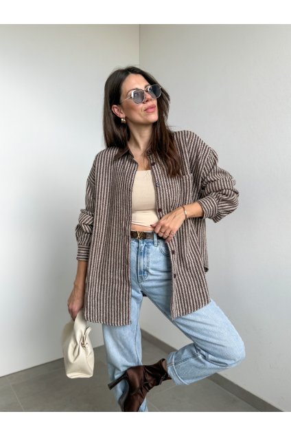 Košeľa s prúžkami Coffee 4608