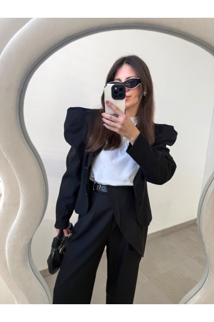 Čierne široké nohavice  3283