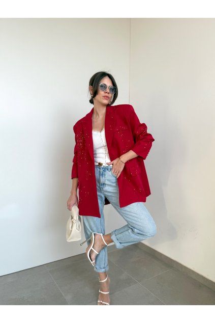 Červené oversize sako Shiny 4627