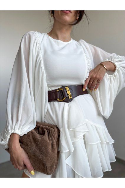 Biele riasené šaty Whitney 2122