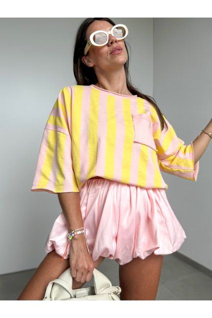 Prúžkované tričko Butteryellow & Pink 4149