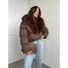Hnedá bunda s mohutným golierom 4629