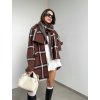 Kockovaný kardigan so šálom  6271