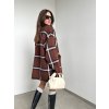 Kockovaný kardigan so šálom  6271