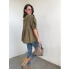 Khaki ľanový top s viazaním 4125