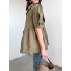 Khaki ľanový top s viazaním 4125