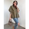 Khaki ľanový top s viazaním 4125