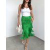 Midi zelená sukňa so strapcami 3007