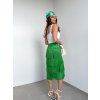 Midi zelená sukňa so strapcami 3007