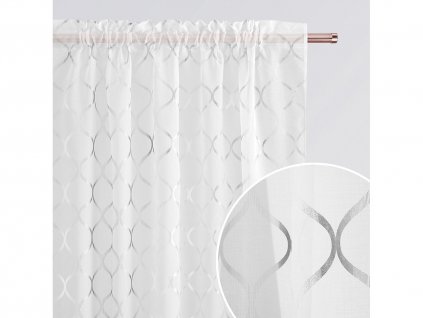 Záclona na pásce Carrie Bílá Vzorovaná (Farba Bílá/Stříbrná, Veľkosť 140 x 280 cm)