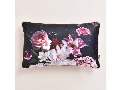Dekorační povlak na polštář Amore Květiny Černá 30 x 50 cm