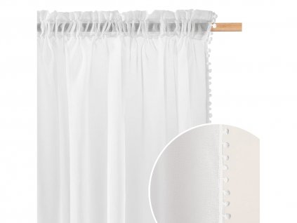 Záclona na páske MALIA SPIRIT Biela Pompony