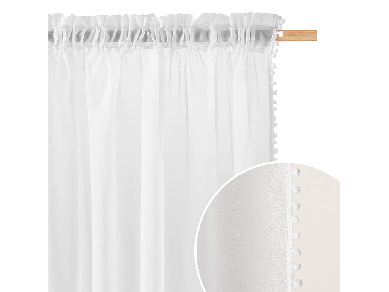 Room99 Záclona na páske MALIA SPIRIT Biela Pompony Veľkosť: 400 x 160 cm