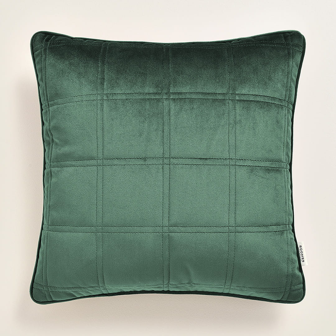 Room99 Dekoračná obliečka na vankúš Colette Velvet Prešívaná Kocky Farba: Zelená, Veľkosť: 40 x 40 cm