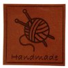 Nášivky/Štítky z eko kože "Handmade" Klbko 5 x 5 cm