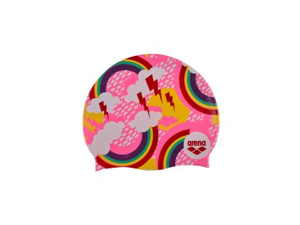 Junior plavecká čepice ARENA Print Rainbow - růžová