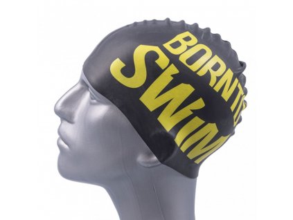 Silikonová čepice černá BornToSwim® Classic, velké barevné logo (Barva Růžová, Velikost 23)