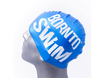 Silikonová čepice modrá BornToSwim® Classic, velké logo (Barva Černá)