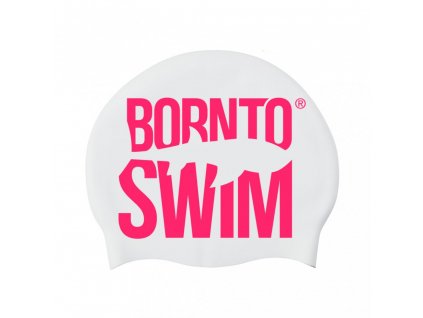 Silikonová čepice bílá BornToSwim®  Classic, velké barevné logo (Barva Černá, Velikost 23)