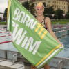 Microfibre osuška BornToSwim®  velké logo (Barva Zelená, Velikost 70x140cm)