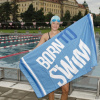 Microfibre osuška BornToSwim®  velké logo (Barva Zelená, Velikost 70x140cm)