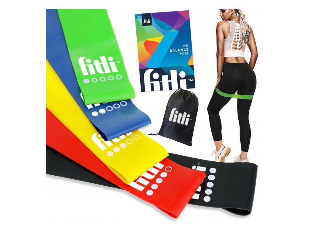 Powerband pack - sada pěti odporových gum na cvičení - Multicolor