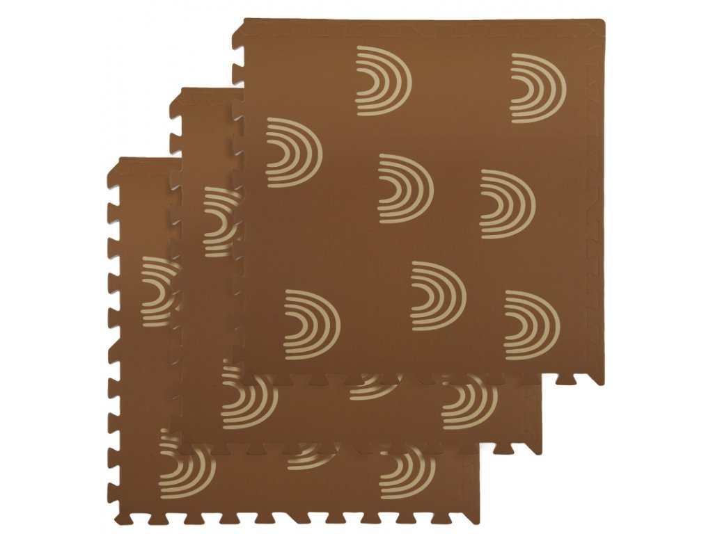Pěnový koberec MAXI COLOR 3 ks 62x62x1 cm světle hnědý se vzorem