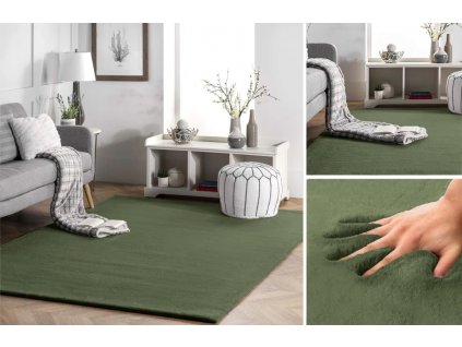 Kusový koberec RABBIT - Zelený - imitace králičí kožešiny