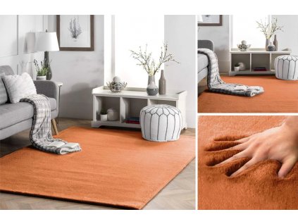Kusový koberec RABBIT - Oranžový - imitace králičí kožešiny