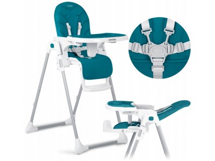 Výškově nastavitelná skládací jídelní židlička - modrá