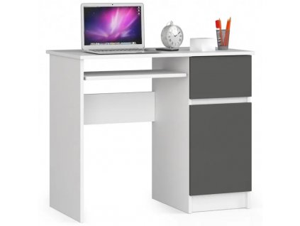 Počítačový stůl pravý 90x50x77 cm bílý/grafitový