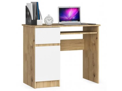 Počítačový stůl levý 90x50x77 cm dub artisan/bílý
