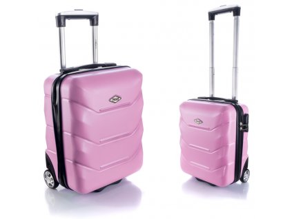 Kabinový Cestovní kufřík CARBON - Prášek Růžový