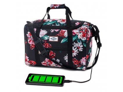 Cestovní příruční taška Eyre s USB 40 x 20 x 30 cm - Květiny 2
