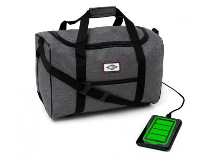 Cestovní příruční taška Eyre s USB 40 x 20 x 30 cm - Šedá-Černá