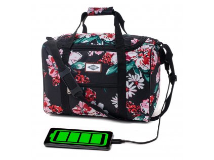 Cestovní příruční taška Eyre s USB 40 x 20 x 25 cm - Květiny 2