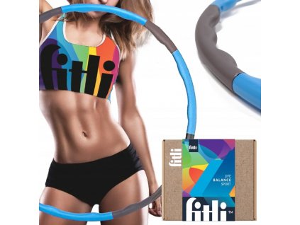 Skládací obruč Hula Hoop s masážními výstupky 95 cm - Modrý