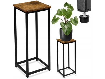 Stojan na květiny 63 x 24 x 24 cm černý/starý dub