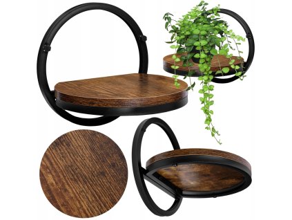Závěsný stojan na květiny 26 x 26 x 24 cm černý/starý dub