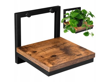 Závěsný stojan na květiny 17 x 17,5 x 19 cm černý/starý dub